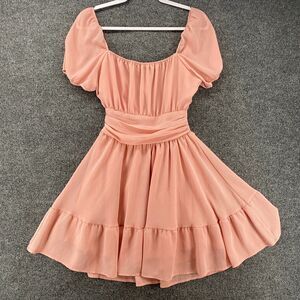 Womens Dress Small Pink Babydoll Fit Flare Cottagecore Fairy Whimsical Angelcore